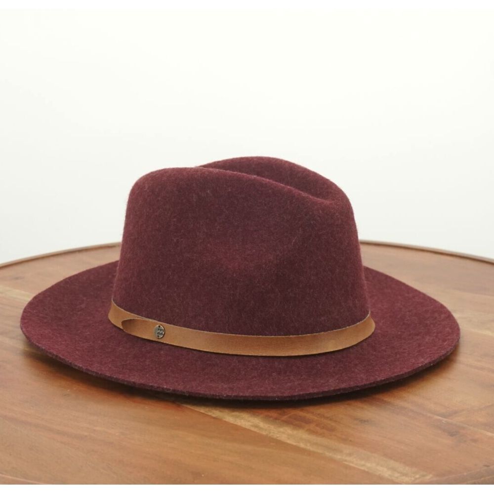 Billabong Burgundy Wool Fedora with Tan Band